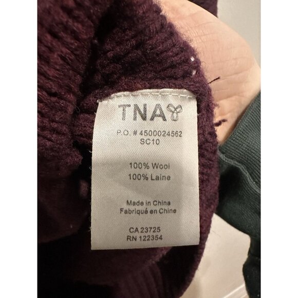 TNA Vintage Telluride Burgundy 100% Wool Zip Up Sweater Size Small - Picture 4 of 4